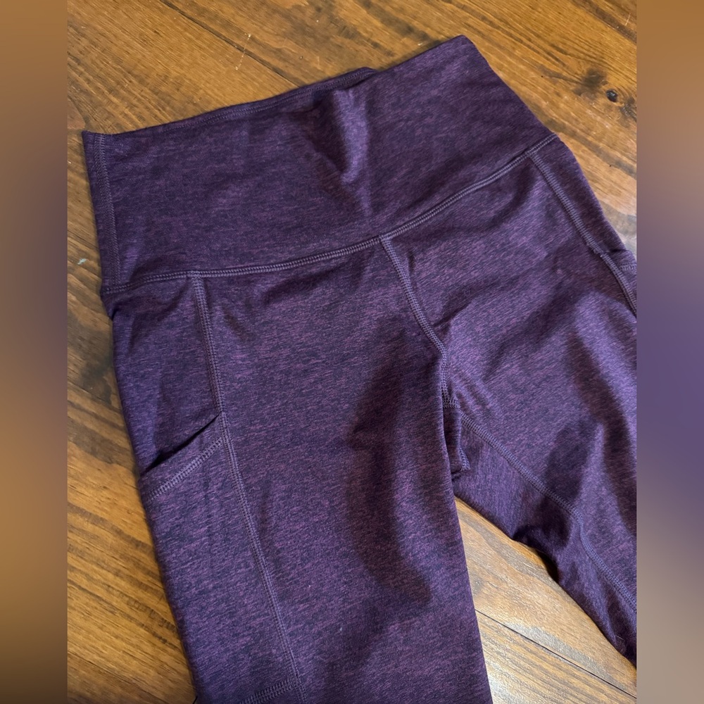 EUC Aerie Heathered Maroon Plum Leggings - Warm M Medium Pocketz